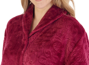 Slenderella Ladies Embossed Flannel Fleece Bed Jacket (4 Colours)