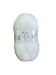 King Cole Big Value DK Double Knitting Wool 100g - White Shade 1