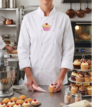 Load image into Gallery viewer, Embroidered Cupcake Design Bakers Jacket Extra Small 34”