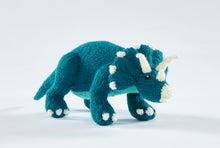 Load image into Gallery viewer, King Cole Dinosaur Land Knitting Book 1 to make T-Rex, Triceratops &amp; Diplodocus Knitted Toys