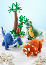 Load image into Gallery viewer, King Cole Dinosaur Land Knitting Book 1 to make T-Rex, Triceratops &amp; Diplodocus Knitted Toys