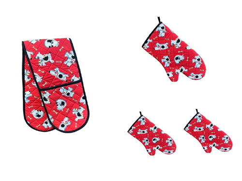 Quilted Double Oven Glove or Gauntlet (Dog & Bone)