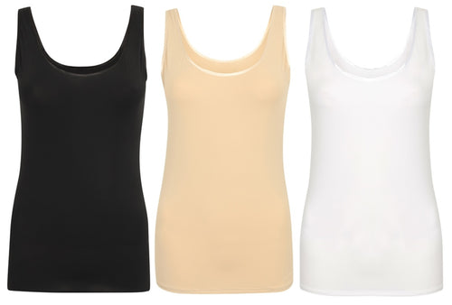 Slenderella 'Gaspe' Ladies Microfibre Tank Vest Top UK 10 - 20 (3 Colours)