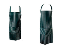 Load image into Gallery viewer, Full Length Green Butchers Apron Striped with Pocket (Small or Large)