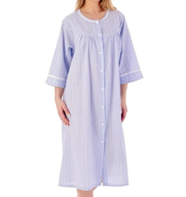 Load image into Gallery viewer, Slenderella Ladies Seersucker Stripe Robe with Poppers &amp; Yoke (2 Colours)