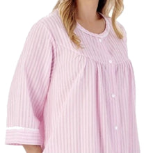 Load image into Gallery viewer, Slenderella Ladies Seersucker Stripe Robe with Poppers &amp; Yoke (2 Colours)