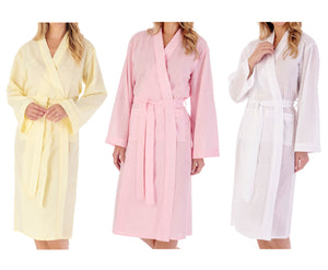 Slenderella Ladies Circular Dobby Dot Cotton Dressing Gown (3 Colours)