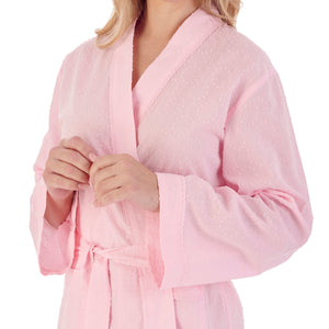 Slenderella Ladies Circular Dobby Dot Cotton Dressing Gown (3 Colours)