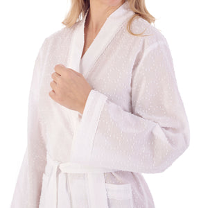 Slenderella Ladies Circular Dobby Dot Cotton Dressing Gown (3 Colours)