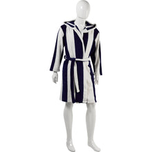 Load image into Gallery viewer, Slenderella Unisex Striped Fleecy Hooded Dressing Gown S-XL (Blue or Coffee)