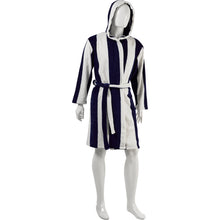 Load image into Gallery viewer, Slenderella Unisex Striped Fleecy Hooded Dressing Gown S-XL (Blue or Coffee)