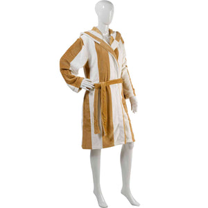 Slenderella Unisex Striped Fleecy Hooded Dressing Gown S-XL (Blue or Coffee)