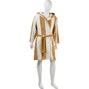 Slenderella Unisex Striped Fleecy Hooded Dressing Gown S-XL (Blue or Coffee)