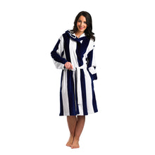 Load image into Gallery viewer, Slenderella Unisex Striped Fleecy Hooded Dressing Gown S-XL (Blue or Coffee)