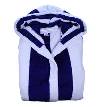 Load image into Gallery viewer, Slenderella Unisex Striped Fleecy Hooded Dressing Gown S-XL (Blue or Coffee)
