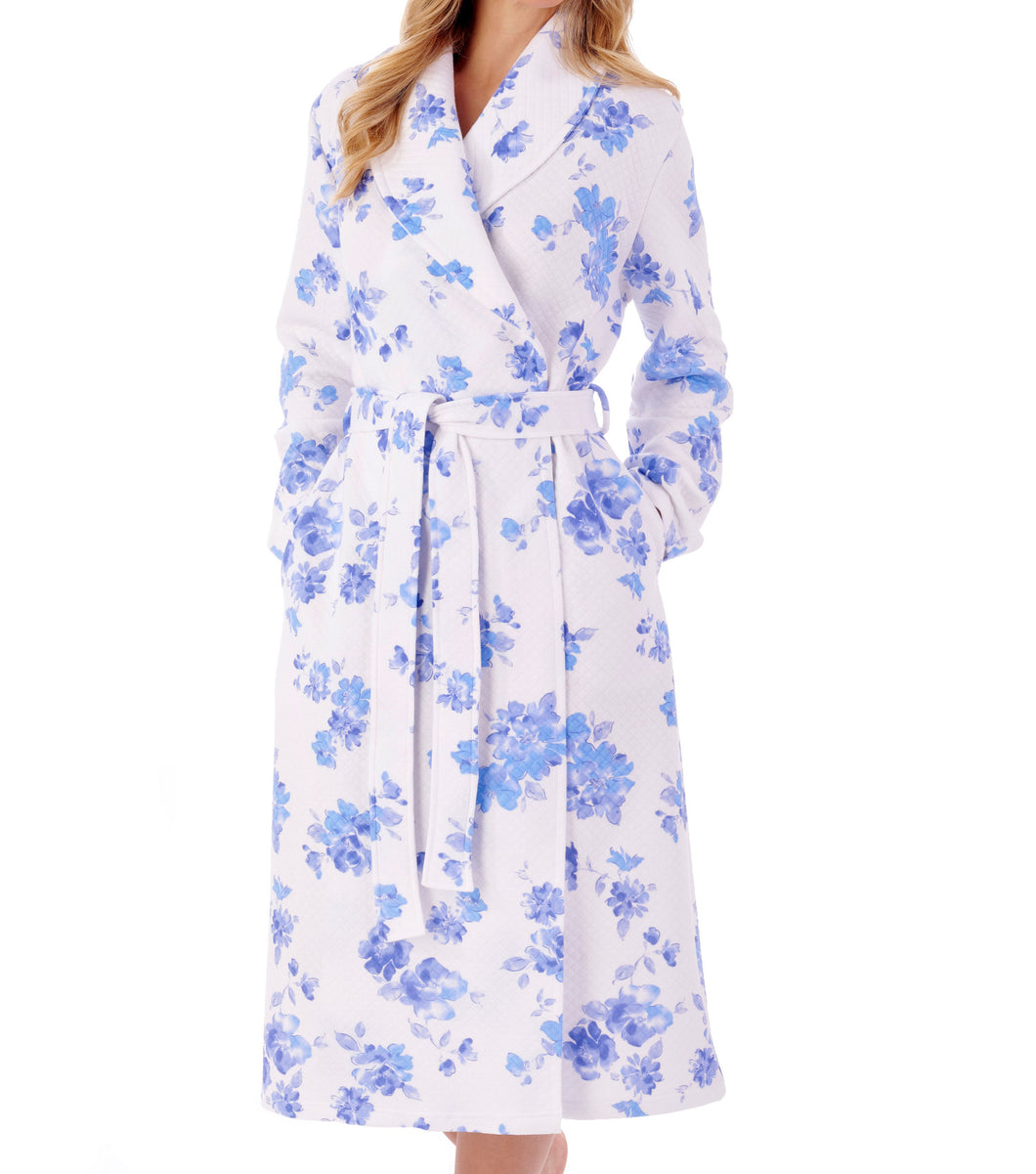 Slenderella Ladies Bold Floral Mock Quilt Wrap Dressing Gown (2 Colours)