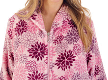 Load image into Gallery viewer, Slenderella Ladies Bold Floral Fleece Zip Up Dressing Gown (2 Colours)