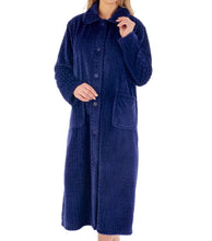 Load image into Gallery viewer, Slenderella Ladies Zig Zag Fleece Button Up Dressing Gown (6 Colours)