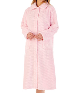 Slenderella Ladies Zig Zag Fleece Button Up Dressing Gown (6 Colours)