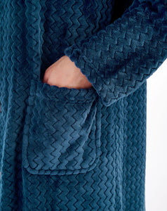 Slenderella Ladies Zig Zag Fleece Button Up Dressing Gown (6 Colours)