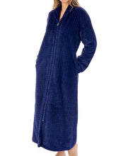 Load image into Gallery viewer, Slenderella Ladies Long Zig Zag Fleece Zip Up Dressing Gown (6 Colours)