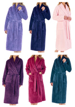 Load image into Gallery viewer, Slenderella Ladies Zig Zag Fleece Shawl Collar Wrap Dressing Gown (6 Colours)