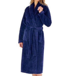 Slenderella Ladies Zig Zag Fleece Shawl Collar Wrap Dressing Gown (6 Colours)