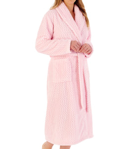 Slenderella Ladies Zig Zag Fleece Shawl Collar Wrap Dressing Gown (6 Colours)