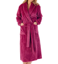 Load image into Gallery viewer, Slenderella Ladies Zig Zag Fleece Shawl Collar Wrap Dressing Gown (6 Colours)