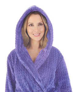 Slenderella Ladies Zig Zag Fleece Hooded Dressing Gown (6 Colours)