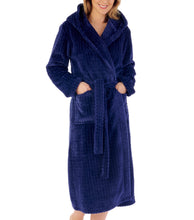 Load image into Gallery viewer, Slenderella Ladies Zig Zag Fleece Hooded Dressing Gown (6 Colours)