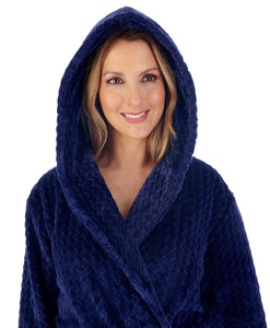 Slenderella Ladies Zig Zag Fleece Hooded Dressing Gown (6 Colours)