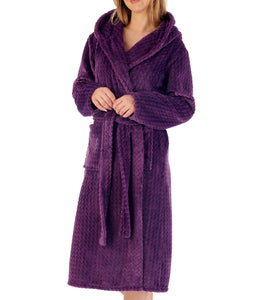 Slenderella Ladies Zig Zag Fleece Hooded Dressing Gown (6 Colours)