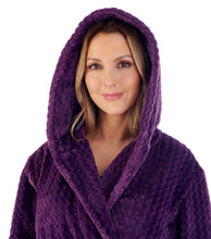 Load image into Gallery viewer, Slenderella Ladies Zig Zag Fleece Hooded Dressing Gown (6 Colours)