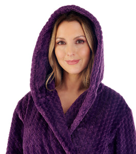 Slenderella Ladies Zig Zag Fleece Hooded Dressing Gown (6 Colours)