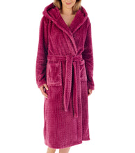 Load image into Gallery viewer, Slenderella Ladies Zig Zag Fleece Hooded Dressing Gown (6 Colours)