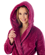 Load image into Gallery viewer, Slenderella Ladies Zig Zag Fleece Hooded Dressing Gown (6 Colours)