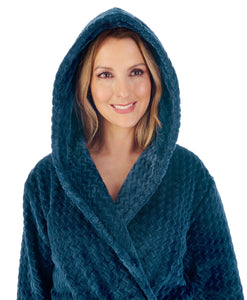 Slenderella Ladies Zig Zag Fleece Hooded Dressing Gown (6 Colours)