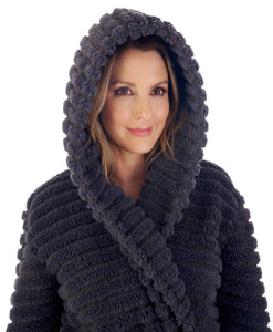 Slenderella Ladies Teddy Fleece Hooded Dressing Gown (3 Colours)