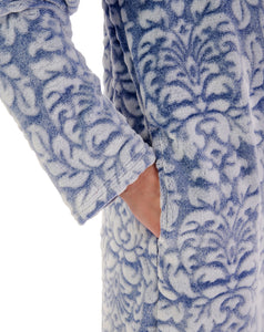 Slenderella Ladies Damask Fleece Button Up Dressing Gown (2 Colours)