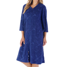 Load image into Gallery viewer, Slenderella Jacquard Floral Zip Up Towelling Dressing Gown (4 Colours)