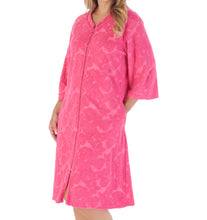 Load image into Gallery viewer, Slenderella Jacquard Floral Zip Up Towelling Dressing Gown (4 Colours)