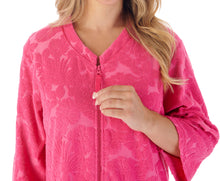 Load image into Gallery viewer, Slenderella Jacquard Floral Zip Up Towelling Dressing Gown (4 Colours)