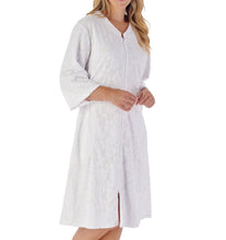 Load image into Gallery viewer, Slenderella Jacquard Floral Zip Up Towelling Dressing Gown (4 Colours)