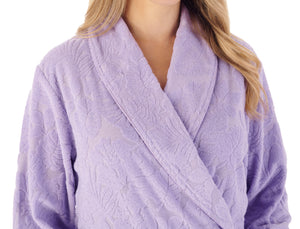 Slenderella Jacquard Floral Shawl Collar Towelling Dressing Gown (4 Colours)