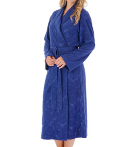 Slenderella Jacquard Floral Shawl Collar Towelling Dressing Gown (4 Colours)