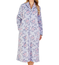 Load image into Gallery viewer, Slenderella Ladies Floral Flannel Fleece Zip Up Dressing Gown