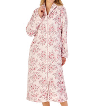 Load image into Gallery viewer, Slenderella Ladies Floral Flannel Fleece Zip Up Dressing Gown