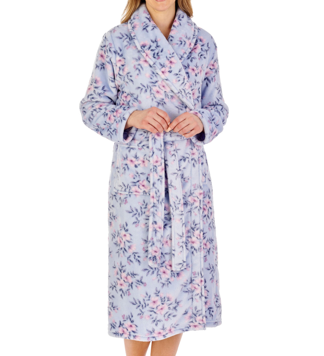 Slenderella Ladies Floral Fleece Shawl Collar Wrap Dressing Gown