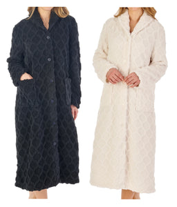 Slenderella Ladies Honeycomb Fleece Button Dressing Gown (2 Colours)